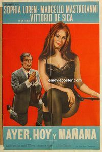 b552 YESTERDAY, TODAY & TOMORROW Argentinean movie poster '64 Loren
