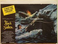 b124 BLACK STALLION British quad movie poster '79 horse artwork!