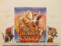 b126 BLAZING SADDLES British quad movie poster '74 Mel Brooks!