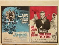 b146 DIAMONDS ARE FOREVER/FROM RUSSIA WITH LOVE British quad movie poster '70s