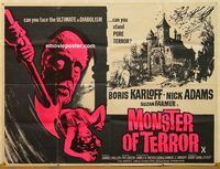 b147 DIE MONSTER DIE British quad movie poster '65 Boris Karloff, Monster of Terror!