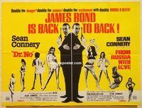 b149 DR NO/FROM RUSSIA WITH LOVE British quad movie poster '65 Bond