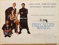 b167 FISH CALLED WANDA British quad movie poster '88 Cleese, Curtis