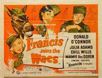 b170 FRANCIS JOINS THE WACS British quad movie poster '54 O'Connor