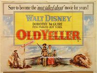 b208 OLD YELLER British quad movie poster '57 Disney, McGuire, Parker