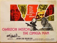 b209 OMEGA MAN British quad movie poster '71 Charlton Heston, sci-fi!