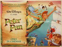 b214 PETER PAN British quad movie poster R90s Walt Disney classic!