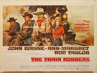 b238 TRAIN ROBBERS British quad movie poster '73 Wayne, Ann-Margret