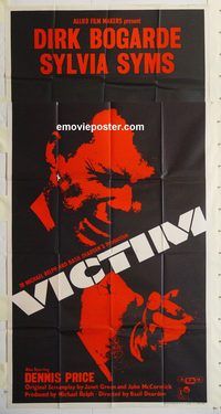 b112 VICTIM English three-sheet movie poster '62 Dirk Bogarde,Sylvia Syms