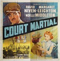 b105 COURT MARTIAL English six-sheet movie poster '55 David Niven, Leighton