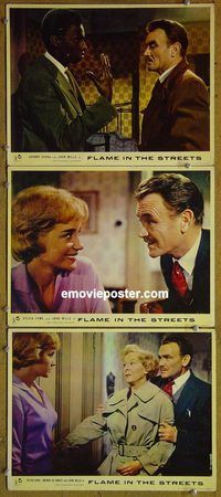 e299 FLAME IN THE STREETS 3 English vintage movie lobby cards '61 interracial