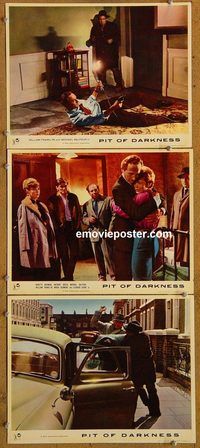 e352 PIT OF DARKNESS 3 English vintage movie lobby cards '61 Moira Redmond