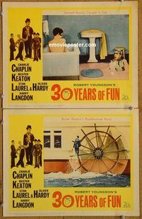 e071 30 YEARS OF FUN 2 vintage movie lobby cards '63 Buster Keaton