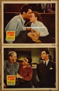 e074 ACCENT ON LOVE 2 vintage movie lobby cards '41 George Montgomery, Naish