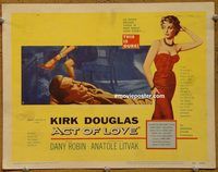 d785 ACT OF LOVE vintage movie title lobby card '53 Kirk Douglas, Dany Robin