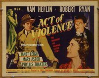 d786 ACT OF VIOLENCE vintage movie title lobby card '49 Robert Ryan, Van Heflin