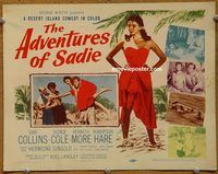 d787 ADVENTURES OF SADIE vintage movie title lobby card '55 sexy Joan Collins!