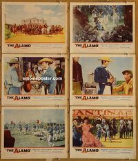 e617 ALAMO 6 vintage movie lobby cards '60 John Wayne, Richard Widmark