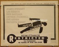d791 ANATOMY OF A MURDER vintage movie title lobby card '59 James Stewart, Saul Bass