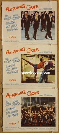 e266 ANYTHING GOES 3 vintage movie lobby cards '56 Bing Crosby, O'Connor