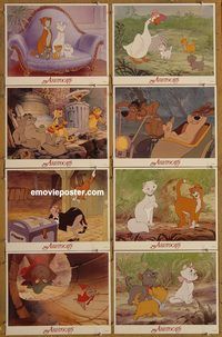 e834 ARISTOCATS 8 vintage movie lobby cards R87 Walt Disney feline cartoon!
