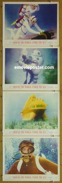 e399 AROUND THE WORLD UNDER THE SEA 4 vintage movie lobby cards '66 Bridges