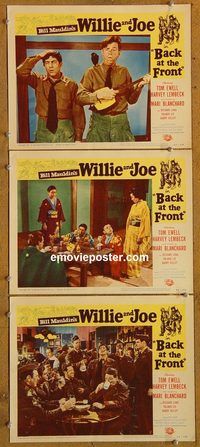 e267 BACK AT THE FRONT 3 vintage movie lobby cards '52 Bill Mauldin