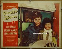 d040 BATTLE ZONE vintage movie lobby card '52 World War II, Linda Christian