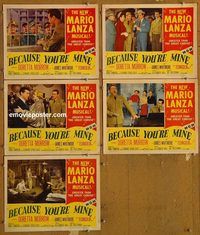 e534 BECAUSE YOU'RE MINE 5 vintage movie lobby cards '52 Mario Lanza
