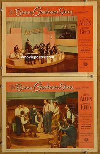 e085 BENNY GOODMAN STORY 2 vintage movie lobby cards '56 Allen, Donna Reed