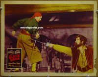 d070 BLACK SWAN vintage movie lobby card #8 R52 Tyrone Power duelling!