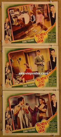 e272 BLONDIE GOES LATIN 3 vintage movie lobby cards '41 Singleton, Lake