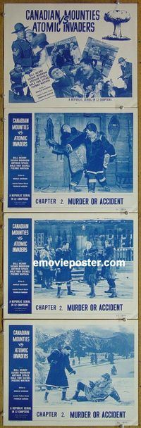 e410 CANADIAN MOUNTIES VS ATOMIC INVADERS 4 Ch2 vintage movie lobby cards '53