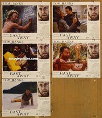 e543 CAST AWAY 5 vintage movie lobby cards '00 Tom Hanks, Robert Zemeckis