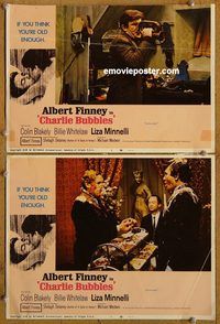 e093 CHARLIE BUBBLES 2 vintage movie lobby cards '68 Albert Finney