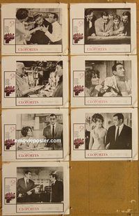 e745 CLOPORTES 7 vintage movie lobby cards '66 Lino Ventura, Charles Aznavour