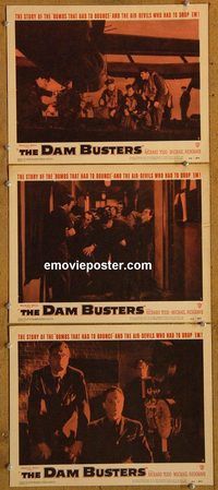 e286 DAM BUSTERS 3 vintage movie lobby cards55 Michael Redgrave, Richard Todd