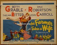 d819 FARMER TAKES A WIFE vintage movie title lobby card '53 Betty Grable
