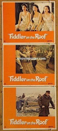 e295 FIDDLER ON THE ROOF 3 vintage movie lobby cards '72 Topol, Molly Picon