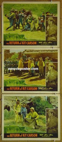 e297 FIGHTING WITH KIT CARSON 3 vintage movie lobby cards R47 serial