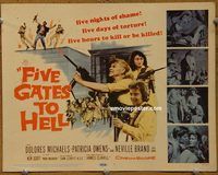 d823 FIVE GATES TO HELL vintage movie title lobby card '59 James Clavell, Michaels