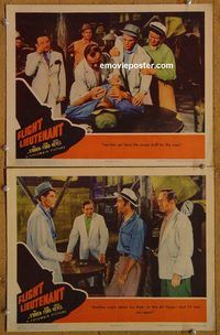 e123 FLIGHT LIEUTENANT 2 vintage movie lobby cards'42 Pat O'Brien, Glenn Ford