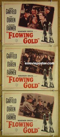 e301 FLOWING GOLD 3 vintage movie lobby cards R48 Garfield, Farmer