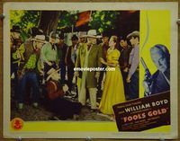 d253 FOOL'S GOLD vintage movie lobby card #6 '46 Hopalong Cassidy in cool hat