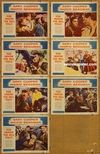 e754 FOR WHOM THE BELL TOLLS 7 vintage movie lobby cards R57 Cooper