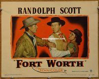d261 FORT WORTH vintage movie lobby card #6 '51 Randolph Scott, Texas!