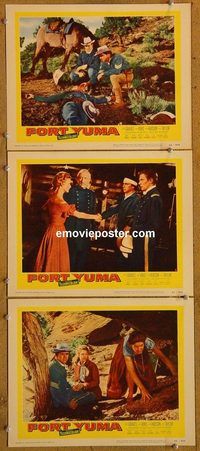 e302 FORT YUMA 3 vintage movie lobby cards '55 Peter Graves, Joan Vohs