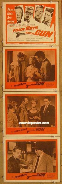 e428 FOUR BOYS & A GUN 4 vintage movie lobby cards '57 James Franciscus