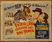 d827 FRANCIS COVERS THE BIG TOWN vintage movie title lobby card '53 talking mule!