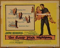 d829 FUZZY PINK NIGHTGOWN vintage movie title lobby card '57 Jane Russell, Wynn